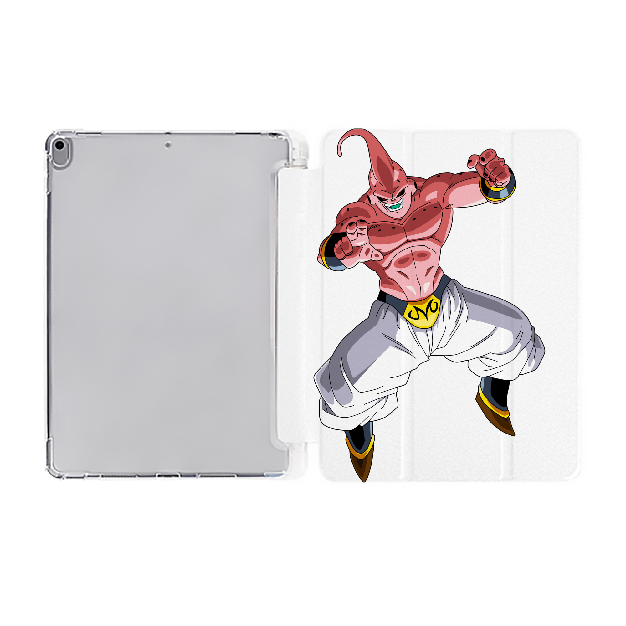 （画像用） ドラゴンボール 魔人ブウ DRAGON BALL Majin Buu IPad ケース ペン収納付き 三つ折りスタンド PUレザー×シリコン 対応機種9.5/10.5/10.9インチ
